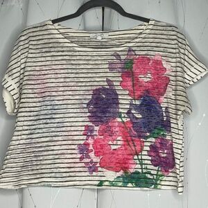 dELiA*s's Striped Crop Top with Watercolor Floral